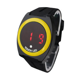 Montre faite sur commande du miroir d'écran tactile de montre du noir TPU de montre d'hommes de bande menés