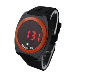Montre faite sur commande du miroir d'écran tactile de montre du noir TPU de montre d'hommes de bande menés
