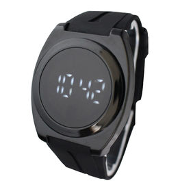 Montre faite sur commande du miroir d'écran tactile de montre du noir TPU de montre d'hommes de bande menés