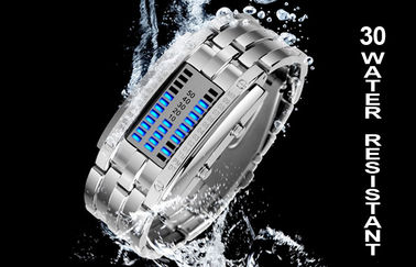 Montre-bracelet électronique imperméable binaire de la courroie 30m en métal de montre de l'homme LED