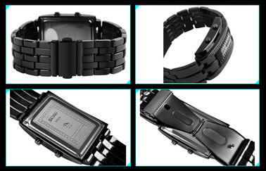 Montre-bracelet électronique imperméable binaire de la courroie 30m en métal de montre de l'homme LED