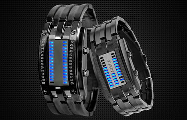 Montre-bracelet électronique imperméable binaire de la courroie 30m en métal de montre de l'homme LED